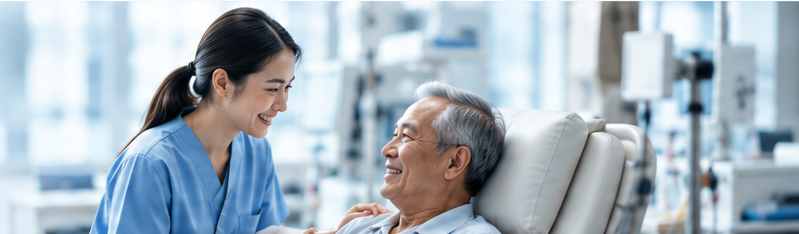 Nurse supporting a dialysis patient